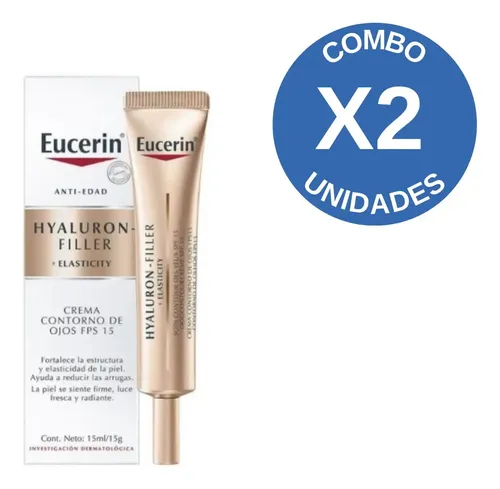 Combo X2 Eucerin Contorno Ojos Hyaluron Filler + Elasticity Todo Tipo De Piel Día