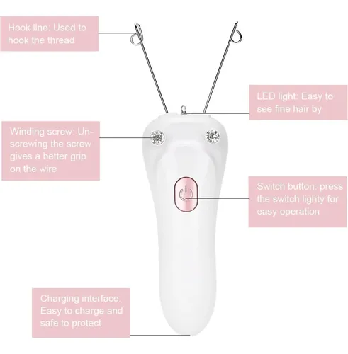 Depiladora Eléctrica Con Hilo Betued Usb Para Rostro Y