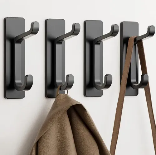 Set de 4 Ganchos de Pared Dobles Adhesivos Jazak para Baño y Cocina
