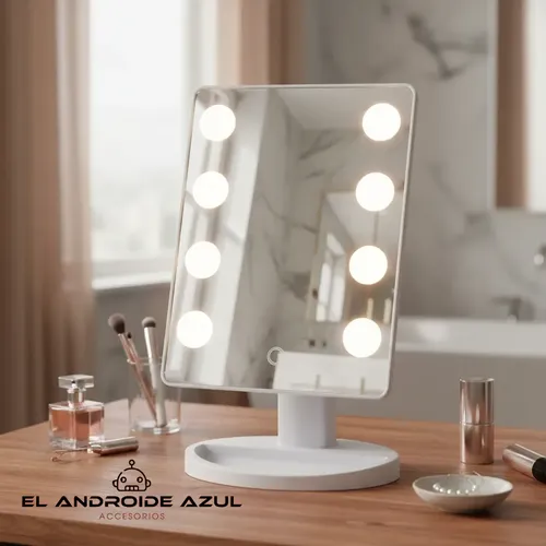 Espejo Maquillaje Luz Led Táctil Giratorio 3 Modos Makeup
