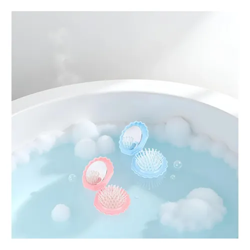 Set De 2 Mini Cepillos Plegables Concha Para Cabello Peinado