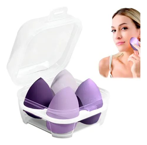 Set de 4 Esponjas Blender para Maquillaje con Estuche – Veganas y Cruelty Free