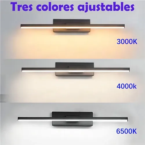 Luces De Espejo Negras Led, Luz Cálida, Luz Neutra.. K