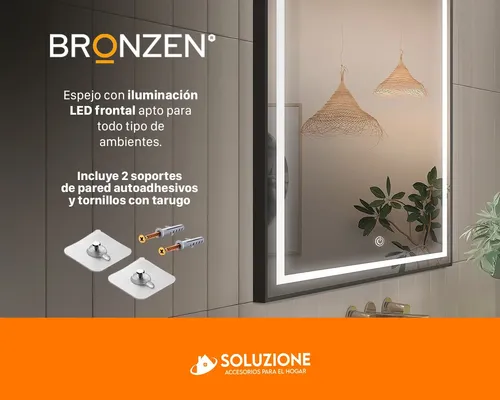 Espejo Premium Vertical Rectangular Luz Led Frontal 70×50