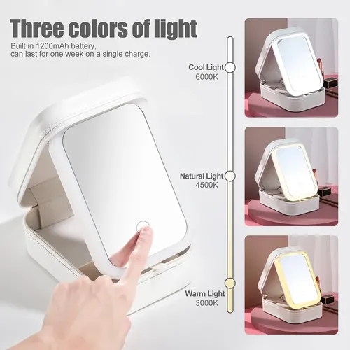 Estuche De Viaje Pequeño Para Espejo De Maquillaje Led Con 3
