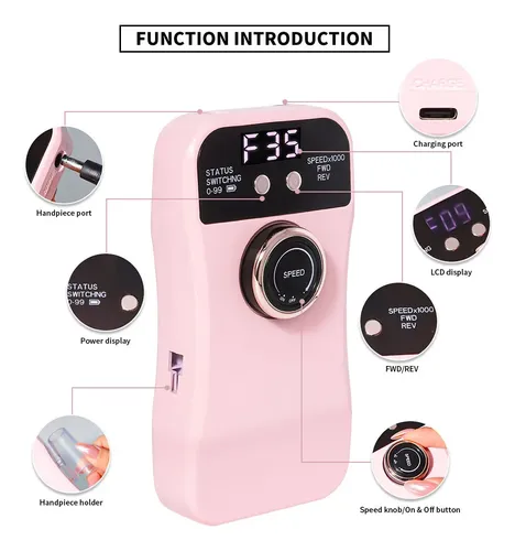 Lima Uñas Dmj230 35000rpm Portátil Pantalla Lcd Pulir Uñas