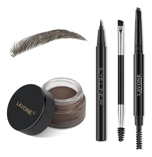 Kit Lavone: Delineador/lapiz Y Cepillo Para Cejas/hay Tonos