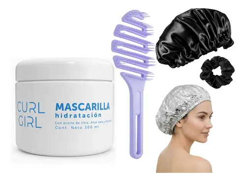 Kit Rulos Mascara Hidratan Curl Girl+ Gorro Termico+ Cepillo