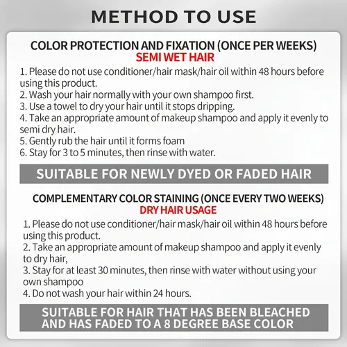 W 2pcschampú Para Teñir El Cabello Platead Semipermanente R