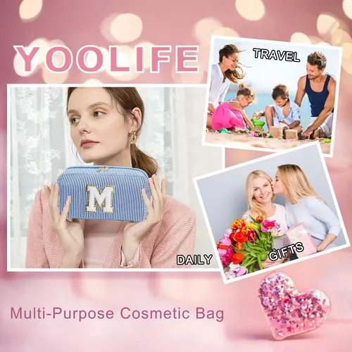 Bolsa De Maquillaje Yoolife Monogram Initial, Bolsa De Cosmé