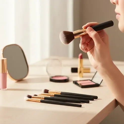 Set de Brochas para Maquillaje Love & Home, con 8 Pinceles Profesionales para Rostro y Ojos
