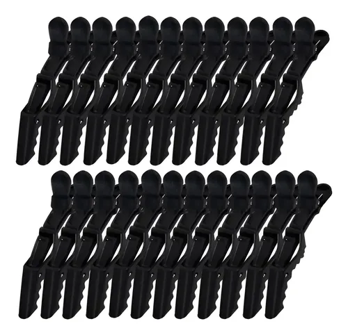 24pzs Pinzas Cocodrilo For Cabello Fijas Peluqueria Negro