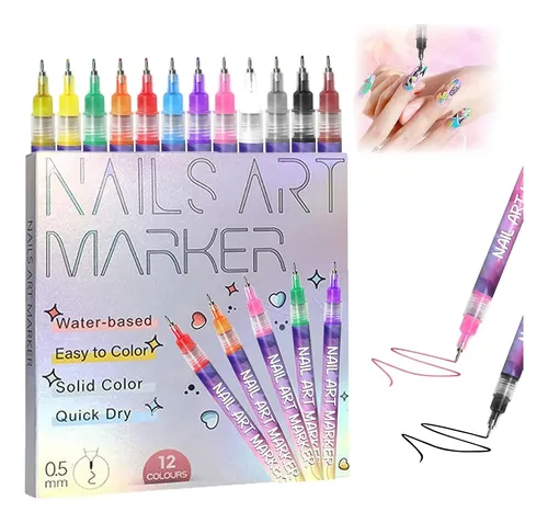 Set 12 Marcadores Para Uñas Colores Secado Rápido