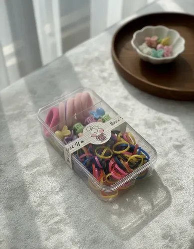Set Accesorios Pelo Niña Gomitas Hebillas Colitas En Caja