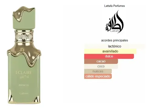 Perfume Eclaire Pistache Lattafa 100ml Edp Mujer Gourmand