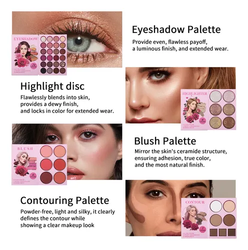 Uratm Paleta Libro 4 Capas Ojos Rubor Contorno Iluminador