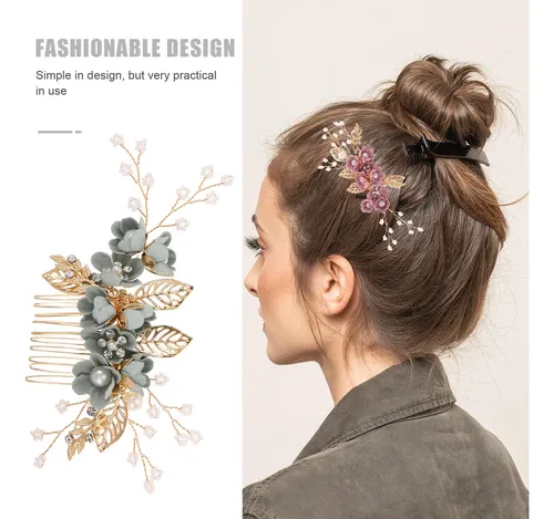 2 Accesorios Para El Cabello, Boda, Mujer, Con Forma De Flor
