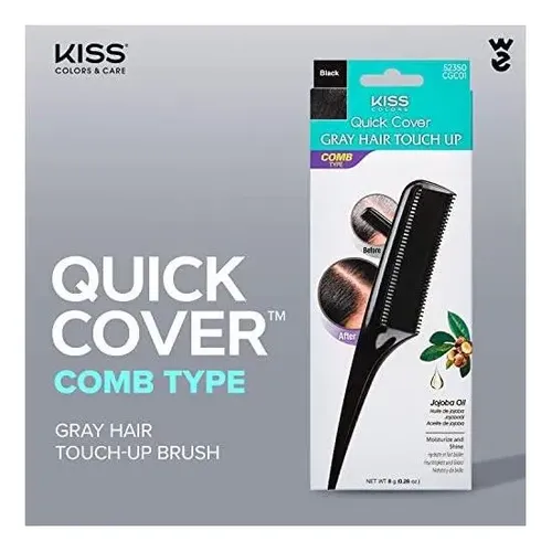 Kiss Quick Cover Peine Para Retocar Cabello Gris, Negro (2