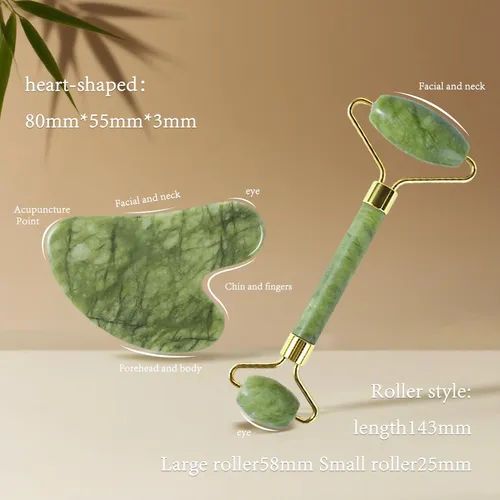 Rodillo Facial Jade Y Gua Sha Lsxkamix Masajeador Verde