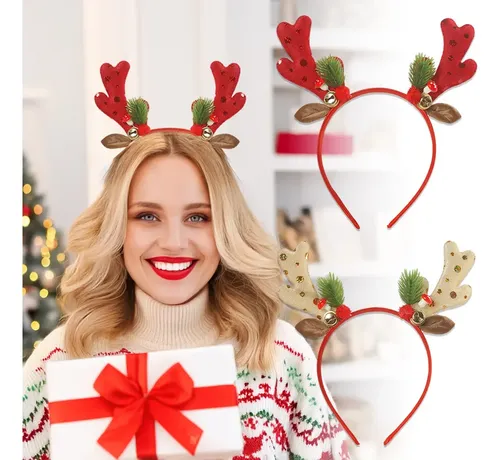 8 Diademas Navideñas For El Pelo Con Purpurina Navideña Con