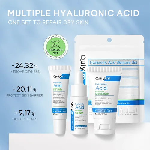 Kit Facial Hidratante Quiyum: Serum + Crema + Ojos 3pzs