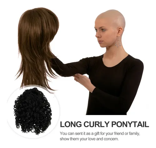 Pieza De Cabello Rizado Largo Para Coleta Con Extensión
