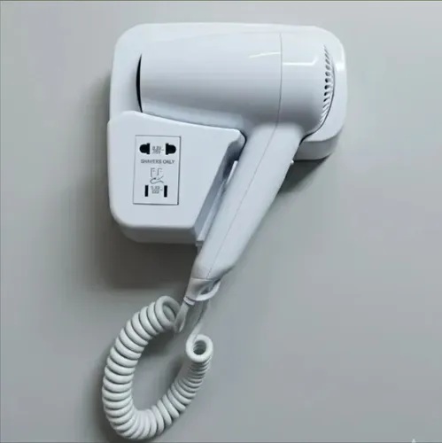 Secador De Pelo Manual Para Pared Hotel Blanco