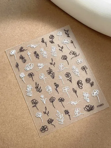 Pegatinas De Uñas Con Rosas Pintadas A Mano En Relieve