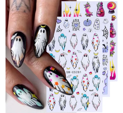 Pegatinas De Uñas Stzpronail Ghost Halloween, 12 Unidades, P