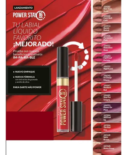 Avon Power Stay Labial Mate Líquido Color Stay Put Sangria