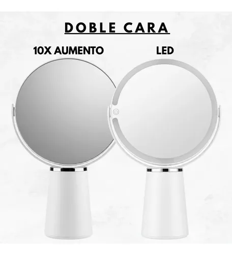 Espejo Con Luz Led Touch Recargable Usb 3 Tonos Maquillaje