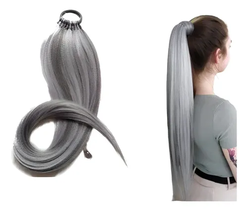 Ponytail Extensión De Pelo Coleta Kanekalon 80cm Gris