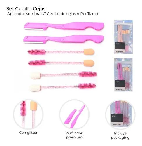 Set Cepillo Cejas Aplicador Sombras Y Perfilador X6 38873
