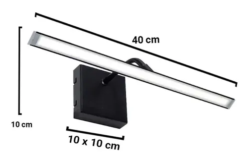 Aplique De Pared Led Movil Direccionable Para Espejo Baño 40 Cm Negro Luz Calida Gioluce