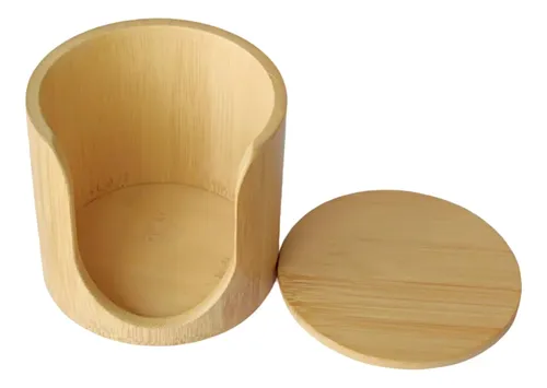 Bamboo Round Cotton Pad Holder, Reusable Makeup Remover