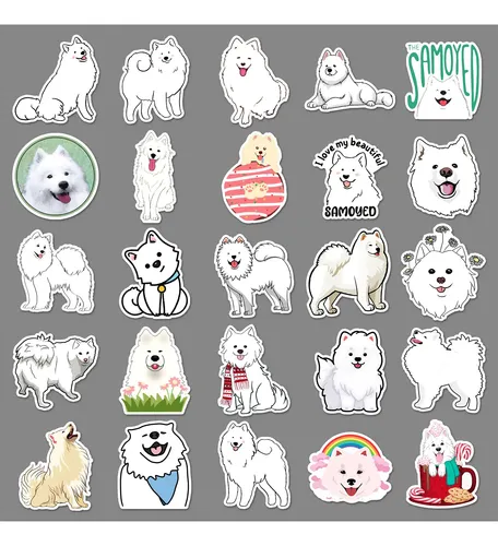 50 Piezas De Dibujos Animados De Samoyedos Con Dibujos Anima