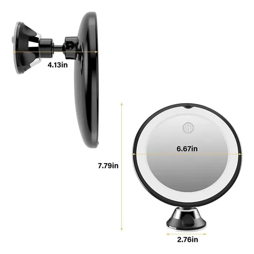 Espejo De Maquillaje De Lupa 10x Con Luz Led 360 Grados