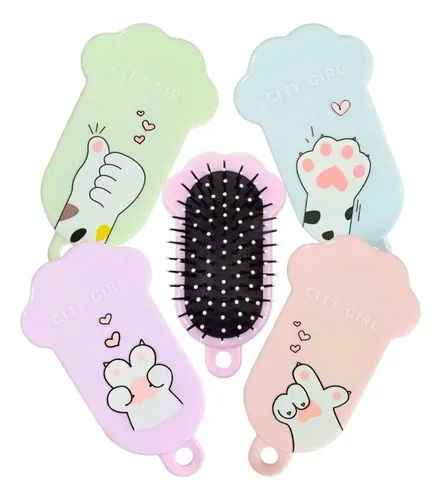 Cepillo Peine Masajeador Forma Pata Gato P/cabello Portatil