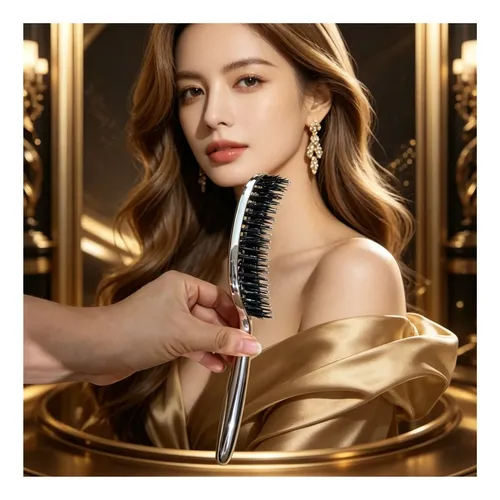 Cepillo Masajeador Cabello Oro Rosa Y Plateado