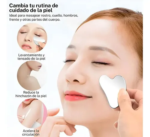 3 Masajeadores Faciales Y Corporales Gua Sha Acero Inoxidabl