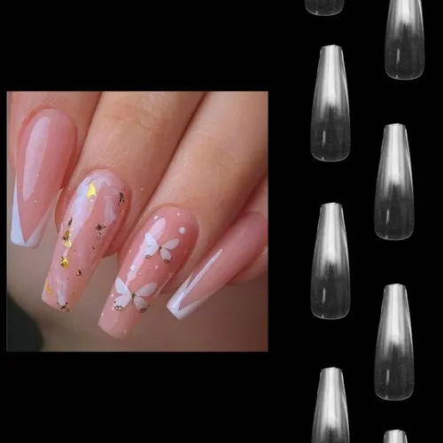 Tips Soft Gel Coffin Largos Transparentes Paris Nigth X500