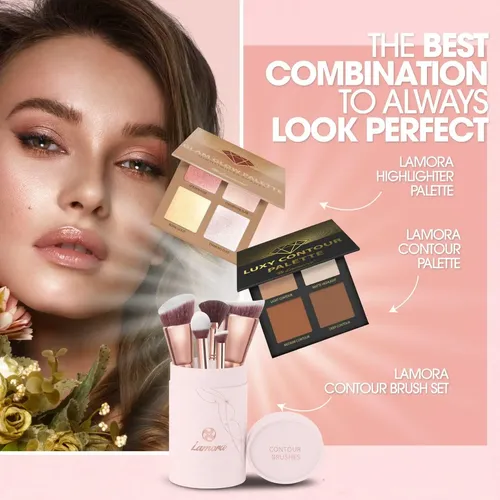 Pro Juego De Brochas Para Contorno Facial ‘ Kit De Esculpido Rosa