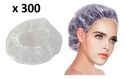 Gorro Cofia X300 Descartable Polietileno Tintura Baño Crema