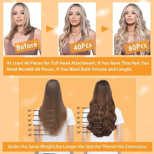 Extensiones De Pelo Con Cinta 14′ 20 Piezas Yddm 1b