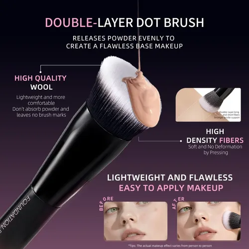 Set De Brochas De Maquillaje Baigish Flat Top Kabuki Con 2 E