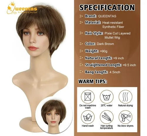 Wspeluca Para Mujer Rubia Corta De Cabello Natural Color Cas