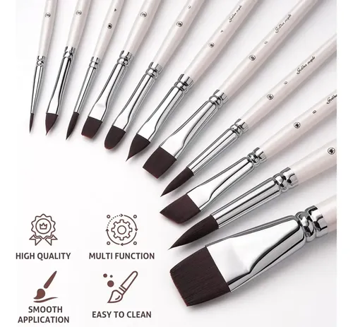 Set 11 Pinceles Dorados Para Pintura Corporal Y Maquillaje B