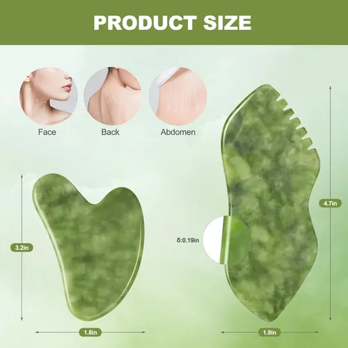 Masajeador Facial Gua Sha Set Airogym Jade Stone Para Mujer