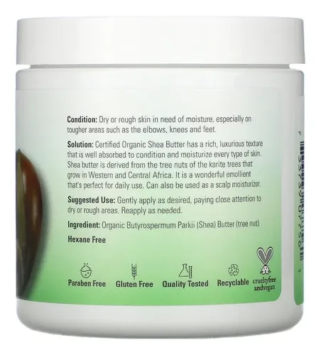 Manteca De Karité Orgánica Certificada Moisturizer Now Solut