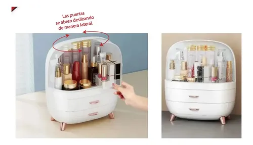 Organizador de Maquillaje Ecoco Grande con 2 Cajones y Resistente al Agua Blanco